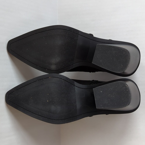 Just Fab Faux Snakeskin Faux Suede Side Cut Out Ankle Booties 7 Black - Picture 16 of 16